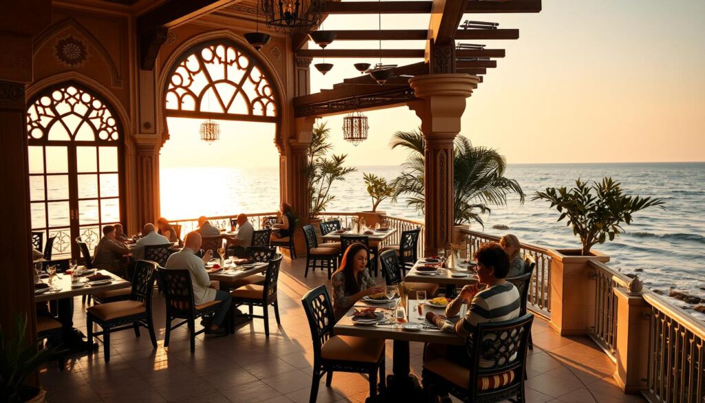 restoran halal di Bahrain dengan pemandangan laut